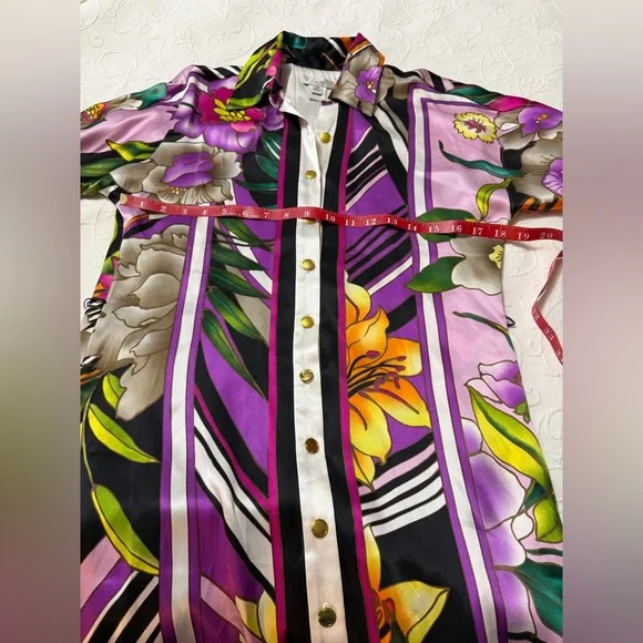 Cache Vibrant Purple Floral Belted Shirt Dress - Picture 5 of 9